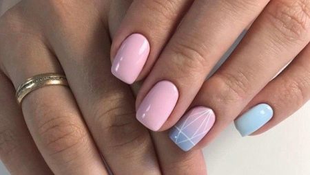 Pink-blue manicure: mga tampok at orihinal na mga ideya