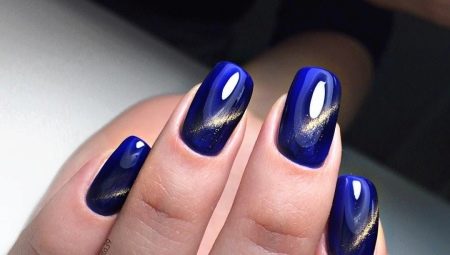 Manicure cat eye sa blue shades