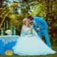 Blue wedding dress - para sa isang di-pangkaraniwang larawan