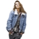 Denim jacket na may balahibo