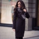 Winter cashmere coat na may fur collar