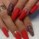 Red manicure design for long nails
