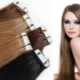 Nagtatampok ng mga extension ng buhok ng tape