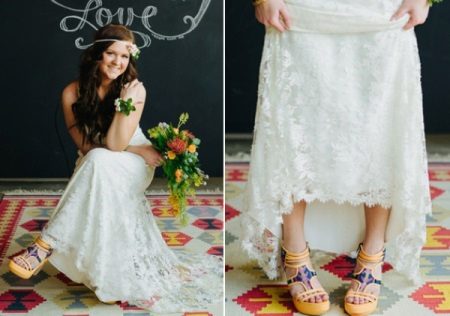 Mga sapatos na pangkasal sa Boho