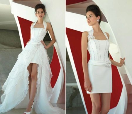Dress sa kasal na may naaalis na tren
