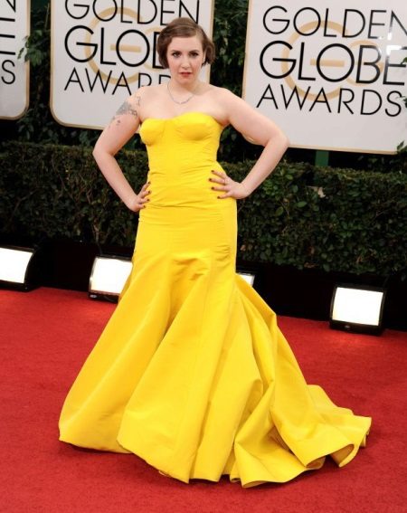 Evening yellow dress mermaid for full