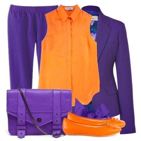 Lila na may orange - damit at dyaket