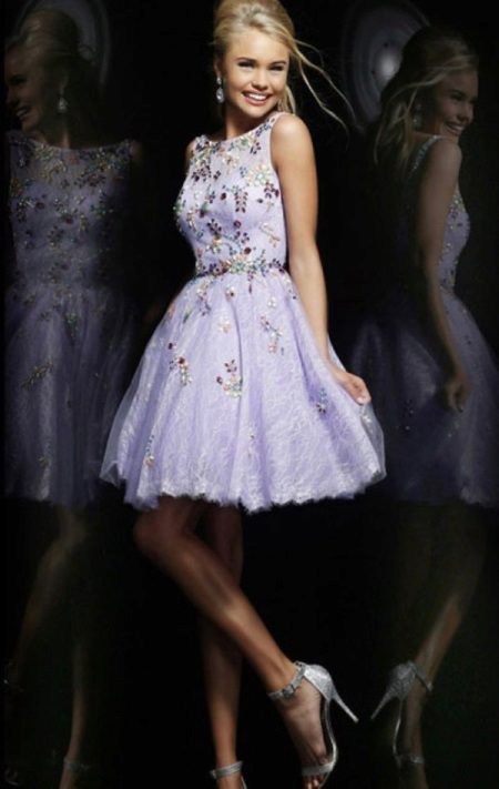 Maikling A-Line Lila panggabing Dress