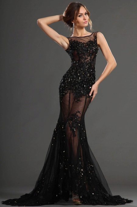 Evening dress mermaid lace transparent