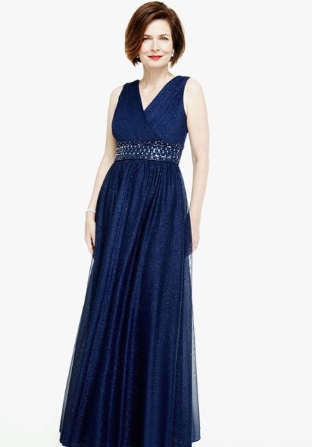 Blue evening dress para sa ina ng lalaking ikakasal