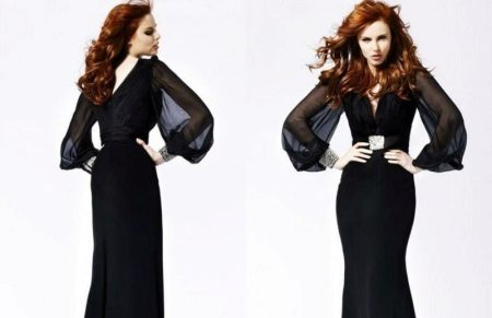 Gabi na damit na may chiffon sleeves