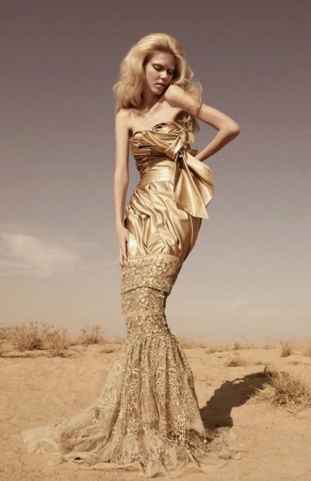 Wedding dress in the color of gold