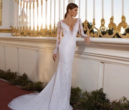 Mermaid Wedding Dress na may Train