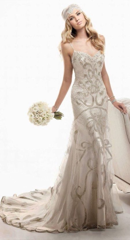 Mermaid lace wedding dress sa istilong retro
