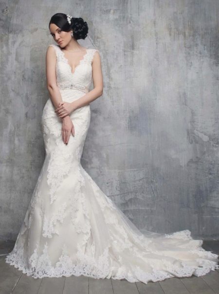 Wedding dress mermaid kasal na may isang loop