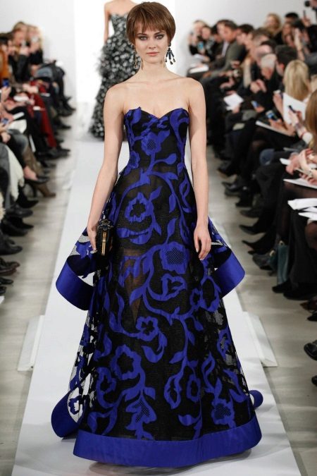 Blue at black evening dress