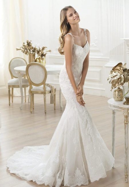 Mermaid Wedding Dress na may puntas