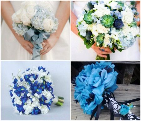 Bouquets for a blue wedding dress