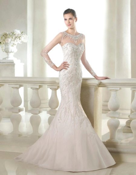 San Patrick Glamour Collection Wedding Dress na may Rhinestones