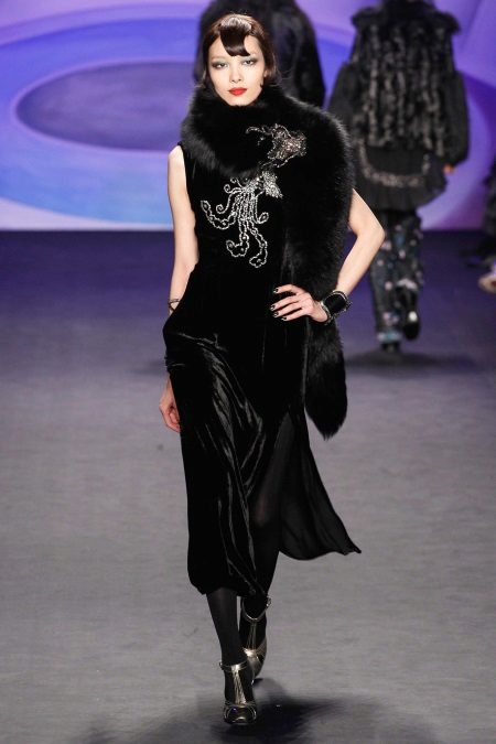 Black velvet midi dress