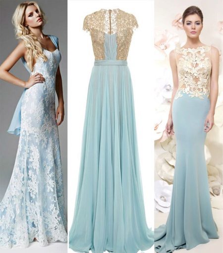 Blue dresses na may ginto
