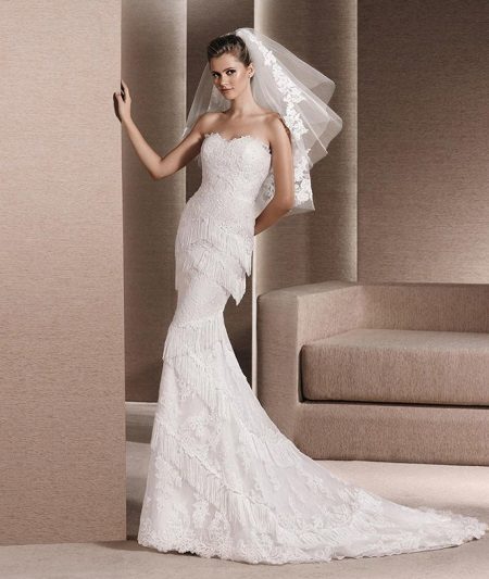 Mermaid Wedding Dress na may Fringe