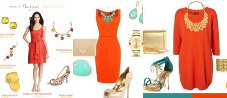 Mga accessories sa ilalim ng orange dress