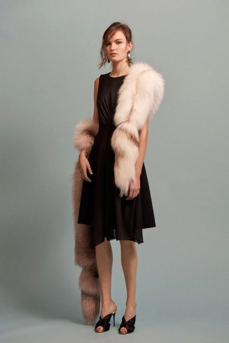 Midi Evening Dress sa Fur Cape