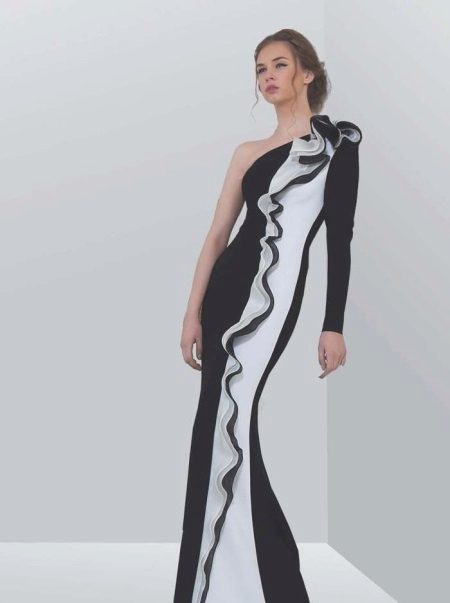 Black dress with white stripe