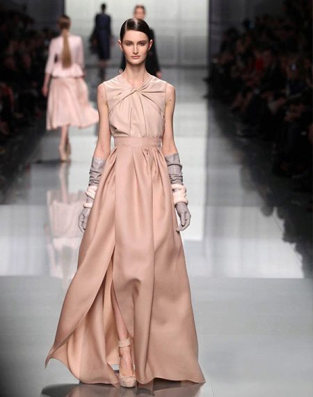 Beige silk dress