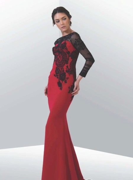 Cherry dress na may transparent sleeve