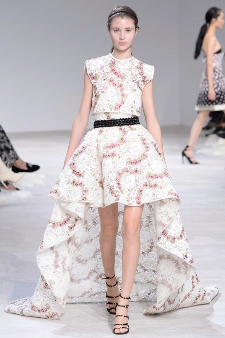 A-silweta maikling front dress sa mahabang likod