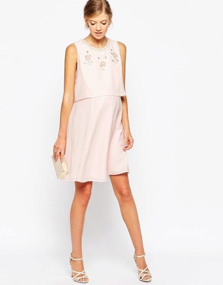 Maternity dress na may double effect top at palda