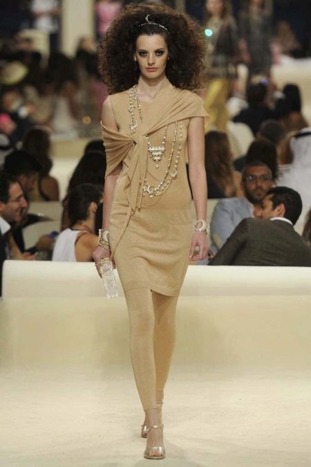 Beige knit dress