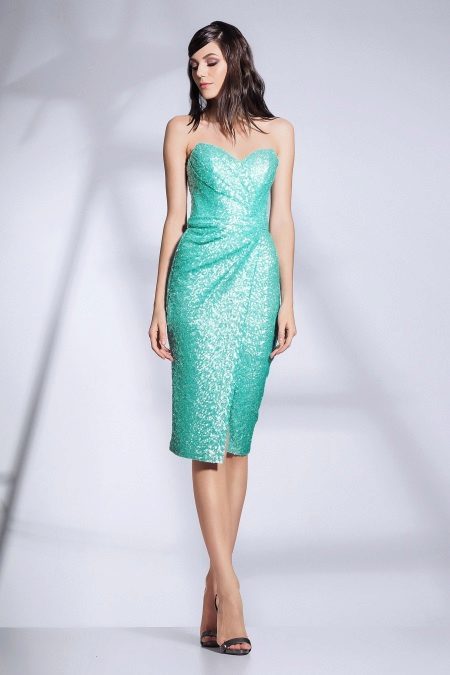 Turquoise drape strapless dress