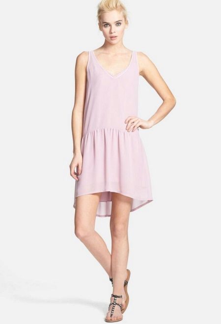 Short waist dress with asymmetrical skirt