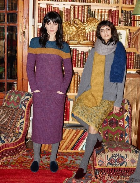 Woolen dress na may pampitis