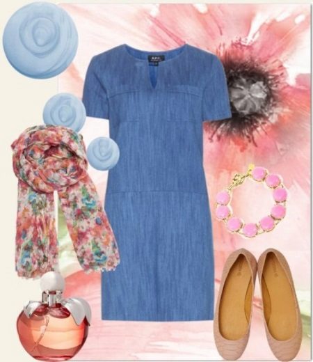 Floral shawl for denim dress