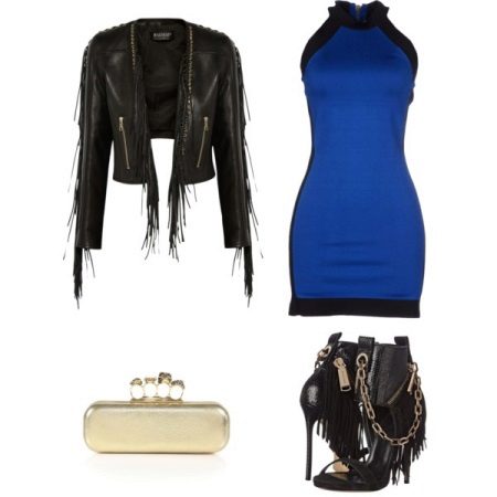 Blue dress na may jacket