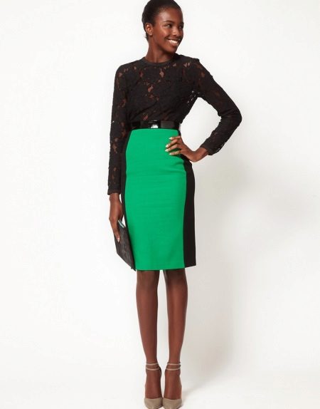 Skirt with side panels for girls with figure type Pear