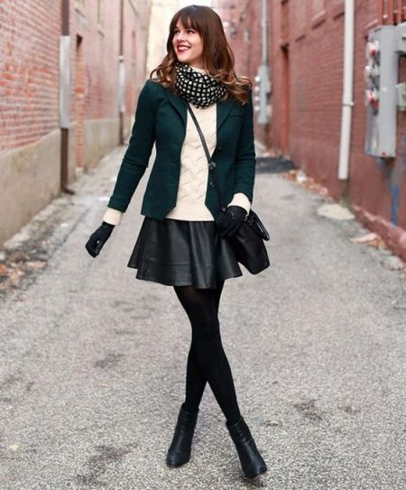 Leather skirt in sun with jacket
