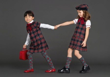 Winter dress in a cage for girls